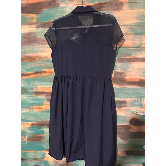 Women's Belle Pogue Navy Blue Dress with Red Heart Buttons Size L - Picture 3 of 7